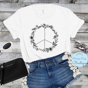 Floralβ Peace Sign Graphic Tee Shirt